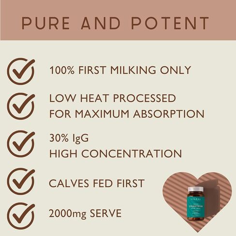 اللبأ، 30% IgG - الحلب الأول - معالج بدرجة حرارة منخفضة - 2000 مجم - غير معدل وراثيًا - دعم المناعة والأمعاء والجهاز الهضمي والجهاز الهضمي - الجلد والشعر - قد يساعد على استعادة تمرين العضلات والطاقة والوضوح. in Saudi Arabia