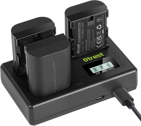 مجموعة 3 بطاريات وشاحن LP-E6، بطاريات بديلة بقدرة 2000 مللي أمبير في الساعة لـ LP-E6/LP-E6N وشاحن USB ثلاثي القنوات متوافق مع Canon EOS 5D Mark II Mark III Mark IV 5D SR 60D 60Da 6D 70D 7D in Kuwait