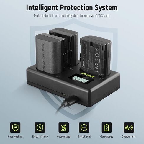 مجموعة 3 بطاريات وشاحن LP-E6، بطاريات بديلة بقدرة 2000 مللي أمبير في الساعة لـ LP-E6/LP-E6N وشاحن USB ثلاثي القنوات متوافق مع Canon EOS 5D Mark II Mark III Mark IV 5D SR 60D 60Da 6D 70D 7D in Kuwait