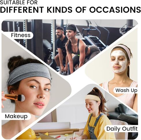 12PCS Stretchy Headbands for Women, Fashion Hair/Head Bands for Women's Hair, Absorbed Sport Headband for Daily Life Workout Yoga Running in Saudi Arabia