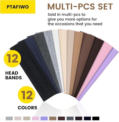 12PCS Stretchy Headbands for Women, Fashion Hair/Head Bands for Women's Hair, Absorbed Sport Headband for Daily Life Workout Yoga Running in Saudi Arabia