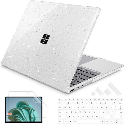 Mektron Designed 15" Microsoft Surface Laptop 3/4/5 Case 2019/2021/2022 Models:1872/1873/1953/1979 Laptop Cover,Plastic Hard Shell with Screen Protector + Keyboard Cover + Dust Plugs,Clear Glitter in Saudi Arabia