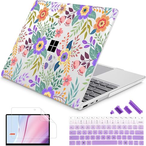 Mektron Designed 15" Microsoft Surface Laptop 3/4/5 Case 2019/2021/2022 Models:1872/1873/1953/1979 Laptop Cover,Plastic Hard Shell with Screen Protector + Keyboard Cover + Dust Plugs,Clear Glitter in Saudi Arabia