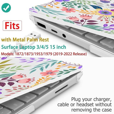 Mektron Designed 15" Microsoft Surface Laptop 3/4/5 Case 2019/2021/2022 Models:1872/1873/1953/1979 Laptop Cover,Plastic Hard Shell with Screen Protector + Keyboard Cover + Dust Plugs,Clear Glitter in Saudi Arabia