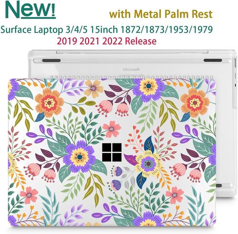 Mektron Designed 15" Microsoft Surface Laptop 3/4/5 Case 2019/2021/2022 Models:1872/1873/1953/1979 Laptop Cover,Plastic Hard Shell with Screen Protector + Keyboard Cover + Dust Plugs,Clear Glitter in Saudi Arabia