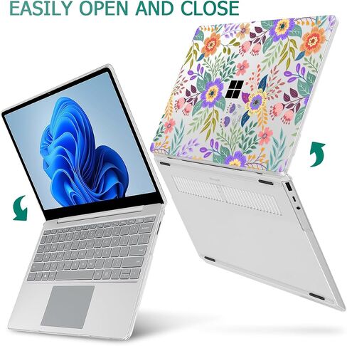 Mektron Designed 15" Microsoft Surface Laptop 3/4/5 Case 2019/2021/2022 Models:1872/1873/1953/1979 Laptop Cover,Plastic Hard Shell with Screen Protector + Keyboard Cover + Dust Plugs,Clear Glitter in Saudi Arabia