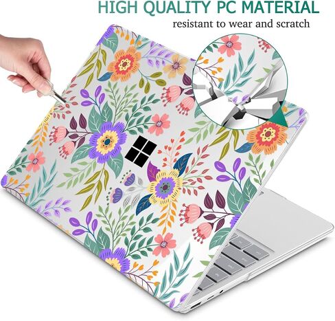 Mektron Designed 15" Microsoft Surface Laptop 3/4/5 Case 2019/2021/2022 Models:1872/1873/1953/1979 Laptop Cover,Plastic Hard Shell with Screen Protector + Keyboard Cover + Dust Plugs,Clear Glitter in Saudi Arabia