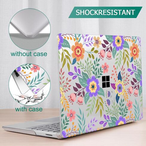 Mektron Designed 15" Microsoft Surface Laptop 3/4/5 Case 2019/2021/2022 Models:1872/1873/1953/1979 Laptop Cover,Plastic Hard Shell with Screen Protector + Keyboard Cover + Dust Plugs,Clear Glitter in Saudi Arabia