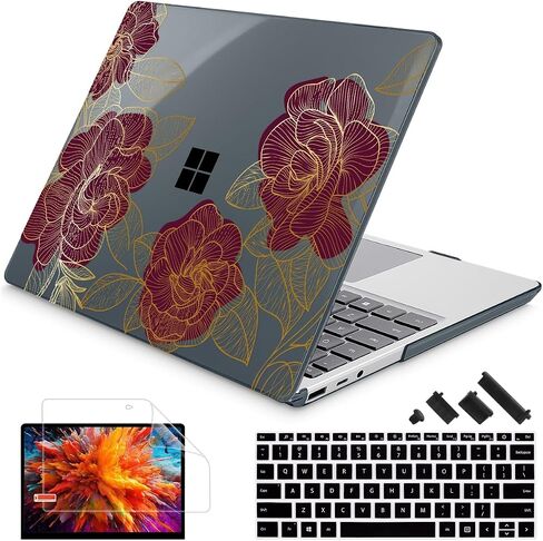 Mektron Designed 15" Microsoft Surface Laptop 3/4/5 Case 2019/2021/2022 Models:1872/1873/1953/1979 Laptop Cover,Plastic Hard Shell with Screen Protector + Keyboard Cover + Dust Plugs,Clear Glitter in Saudi Arabia