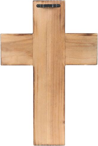 صليب جداري من NIKKY HOME Crucifix - 11 بوصة مصنوع يدويًا من الخشب الريفي الفريد من نوعه يسوع المسيح الكاثوليكي المسيحي الفن الروحي الكنيسة عيد الفصح ديكور معلق، بني in Saudi Arabia