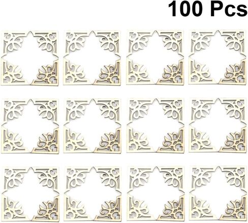 100pcs Unfinished Wood Slices Wooden Book Corner Protectors DIY Craft Wood Embellishments for Scrapbooking Album Menu Home Wedding Decoration in Saudi Arabia