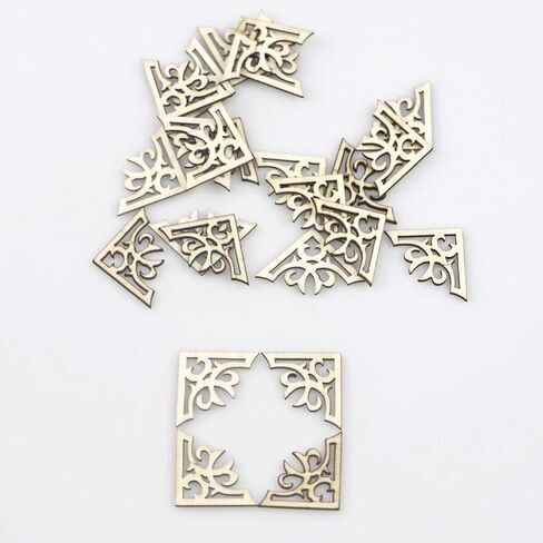 100pcs Unfinished Wood Slices Wooden Book Corner Protectors DIY Craft Wood Embellishments for Scrapbooking Album Menu Home Wedding Decoration in Saudi Arabia