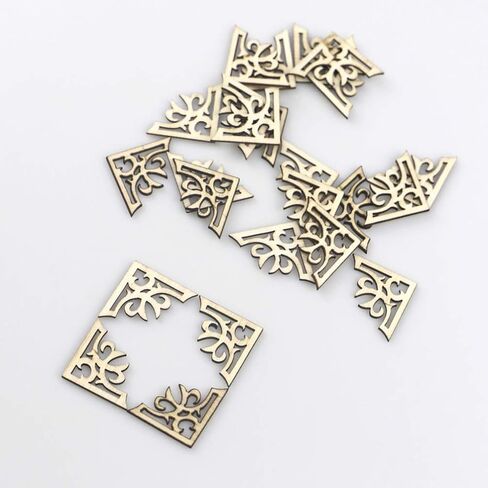 100pcs Unfinished Wood Slices Wooden Book Corner Protectors DIY Craft Wood Embellishments for Scrapbooking Album Menu Home Wedding Decoration in Saudi Arabia