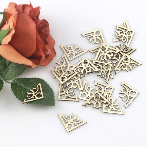 100pcs Unfinished Wood Slices Wooden Book Corner Protectors DIY Craft Wood Embellishments for Scrapbooking Album Menu Home Wedding Decoration in Saudi Arabia