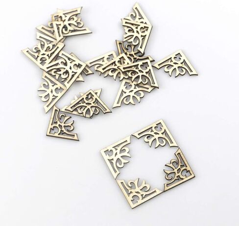 100pcs Unfinished Wood Slices Wooden Book Corner Protectors DIY Craft Wood Embellishments for Scrapbooking Album Menu Home Wedding Decoration in Saudi Arabia