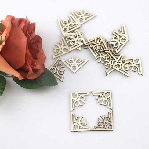 100pcs Unfinished Wood Slices Wooden Book Corner Protectors DIY Craft Wood Embellishments for Scrapbooking Album Menu Home Wedding Decoration in Saudi Arabia