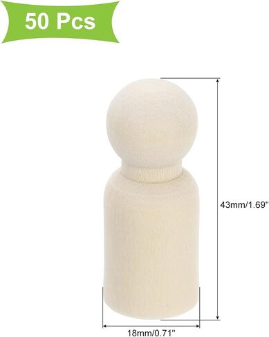 uxcell 50 Pcs Wood Peg Dolls 1.38 Inch Male Unfinished Dolls Bodies Natural Wooden Figures Decorative Peg People for Painting, DIY Arts, Crafts and Graffiti in Saudi Arabia