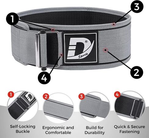 DEFY Self Locking Weight Lifting Belt – Premium Weightlifting Belt for Powerlifting, Bodybuilding, Cross Training & Back Support – Adjustable Workout Belt for Men & Women in Saudi Arabia