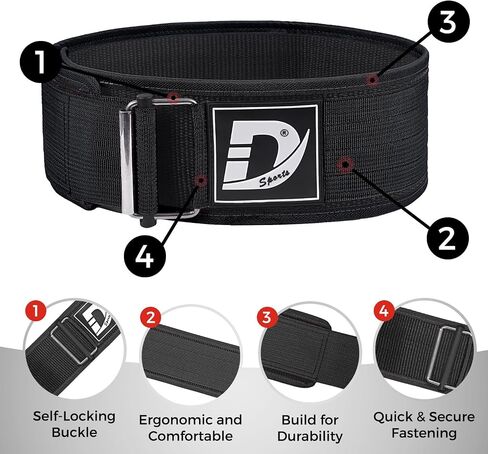 DEFY Self Locking Weight Lifting Belt – Premium Weightlifting Belt for Powerlifting, Bodybuilding, Cross Training & Back Support – Adjustable Workout Belt for Men & Women in Saudi Arabia
