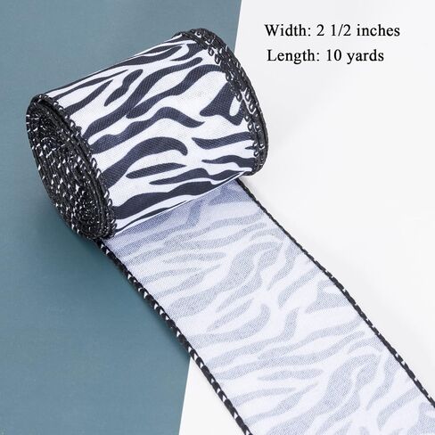 YASEO Dog Paw Print Wired Edge Ribbon, White and Black Animal Pattern Print Ribbon for Wreaths, Wrapping, Crafting and Home Party Decorations, 2.5 Inches x 10 Yards in Saudi Arabia