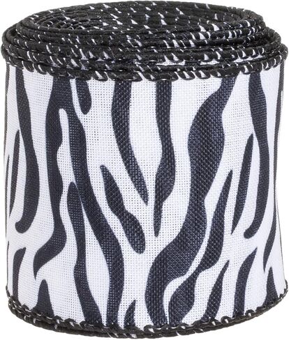 YASEO Dog Paw Print Wired Edge Ribbon, White and Black Animal Pattern Print Ribbon for Wreaths, Wrapping, Crafting and Home Party Decorations, 2.5 Inches x 10 Yards in Saudi Arabia