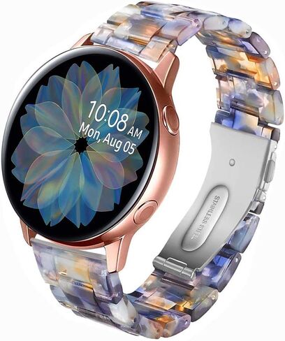 Miimall متوافق مع ساعة Samsung Galaxy Watch 6/5/4/Active 2 من الراتنج مقاس 40 مم 44 مم، حزام مشبك معدني بعرض 20 مم من الراتنج لساعة Galaxy Watch 42 مم/Galaxy Active 40 مم للنساء (أزرق محيطي) in Saudi Arabia