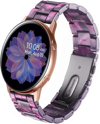Miimall متوافق مع ساعة Samsung Galaxy Watch 6/5/4/Active 2 من الراتنج مقاس 40 مم 44 مم، حزام مشبك معدني بعرض 20 مم من الراتنج لساعة Galaxy Watch 42 مم/Galaxy Active 40 مم للنساء (أزرق محيطي) in Saudi Arabia