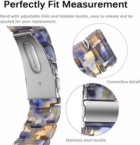 Miimall متوافق مع ساعة Samsung Galaxy Watch 6/5/4/Active 2 من الراتنج مقاس 40 مم 44 مم، حزام مشبك معدني بعرض 20 مم من الراتنج لساعة Galaxy Watch 42 مم/Galaxy Active 40 مم للنساء (أزرق محيطي) in Saudi Arabia