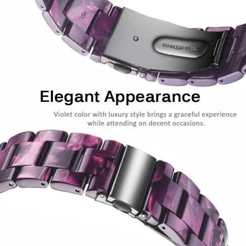 Miimall متوافق مع ساعة Samsung Galaxy Watch 6/5/4/Active 2 من الراتنج مقاس 40 مم 44 مم، حزام مشبك معدني بعرض 20 مم من الراتنج لساعة Galaxy Watch 42 مم/Galaxy Active 40 مم للنساء (أزرق محيطي) in Saudi Arabia