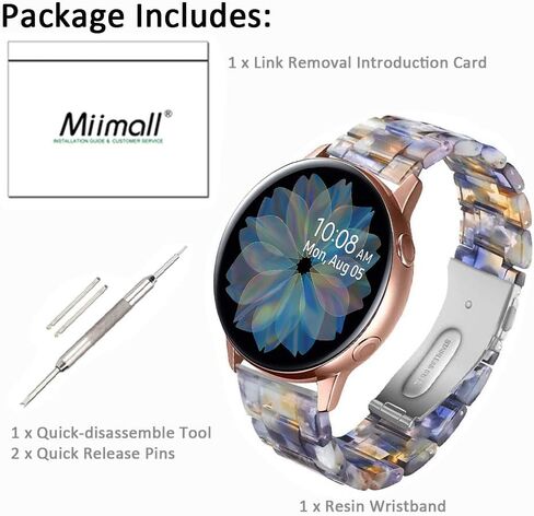 Miimall متوافق مع ساعة Samsung Galaxy Watch 6/5/4/Active 2 من الراتنج مقاس 40 مم 44 مم، حزام مشبك معدني بعرض 20 مم من الراتنج لساعة Galaxy Watch 42 مم/Galaxy Active 40 مم للنساء (أزرق محيطي) in Saudi Arabia
