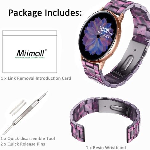 Miimall متوافق مع ساعة Samsung Galaxy Watch 6/5/4/Active 2 من الراتنج مقاس 40 مم 44 مم، حزام مشبك معدني بعرض 20 مم من الراتنج لساعة Galaxy Watch 42 مم/Galaxy Active 40 مم للنساء (أزرق محيطي) in Saudi Arabia