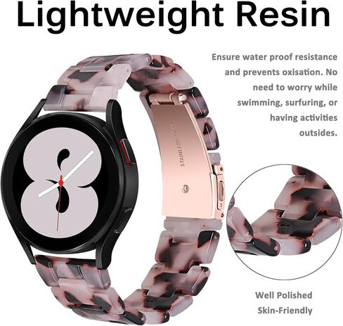 Miimall متوافق مع ساعة Samsung Galaxy Watch 6/5/4/Active 2 من الراتنج مقاس 40 مم 44 مم، حزام مشبك معدني بعرض 20 مم من الراتنج لساعة Galaxy Watch 42 مم/Galaxy Active 40 مم للنساء (أزرق محيطي) in Saudi Arabia
