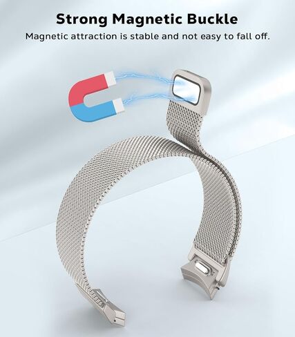 نقرة واحدة بدون فجوات متوافقة مع Samsung Galaxy Watch 6 5 4 Band 40mm 44mm/6 Classic 43mm 47mm/5 Pro 45mm/4 Classic 42mm 46mm، 20mm حزام معدني شبكي مغناطيسي من الفولاذ المقاوم للصدأ in Kuwait