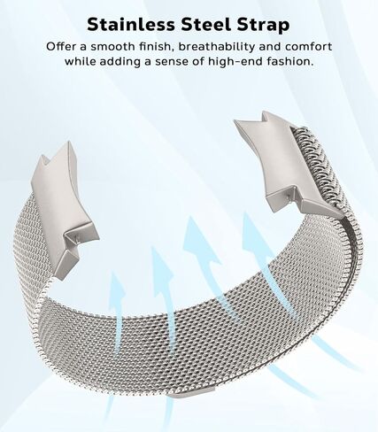 نقرة واحدة بدون فجوات متوافقة مع Samsung Galaxy Watch 6 5 4 Band 40mm 44mm/6 Classic 43mm 47mm/5 Pro 45mm/4 Classic 42mm 46mm، 20mm حزام معدني شبكي مغناطيسي من الفولاذ المقاوم للصدأ in Kuwait