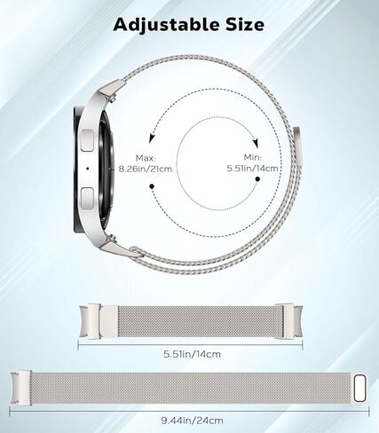 نقرة واحدة بدون فجوات متوافقة مع Samsung Galaxy Watch 6 5 4 Band 40mm 44mm/6 Classic 43mm 47mm/5 Pro 45mm/4 Classic 42mm 46mm، 20mm حزام معدني شبكي مغناطيسي من الفولاذ المقاوم للصدأ in Kuwait