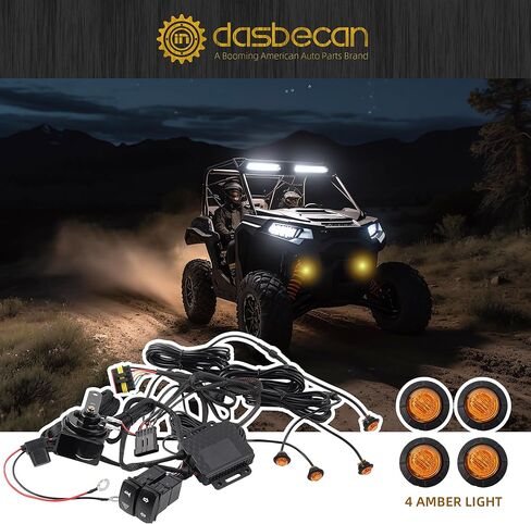 Dasbecan Universal UTV Turn Signal Kit With Horn Street Legal Kit Rocker Switch 4 Amber Blinker Lights Compatible with Polaris Ranger RZR XP 1000 Honda Pioneer Can-Am Maverick X3 Kawasaki CFMOTO in Saudi Arabia