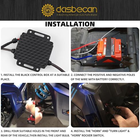 Dasbecan Universal UTV Turn Signal Kit With Horn Street Legal Kit Rocker Switch 4 Amber Blinker Lights Compatible with Polaris Ranger RZR XP 1000 Honda Pioneer Can-Am Maverick X3 Kawasaki CFMOTO in Saudi Arabia