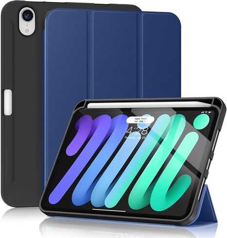 Soke iPad Mini 6 Case 2021 6th Generation with Pencil Holder-[Shockproof Protection + 2nd Gen Apple Pencil Charge + Auto Sleep/Wake], Soft TPU Back Cover for iPad Mini 6th Gen 8.3 inch (Black) in Saudi Arabia