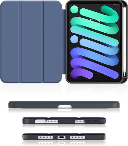Soke iPad Mini 6 Case 2021 6th Generation with Pencil Holder-[Shockproof Protection + 2nd Gen Apple Pencil Charge + Auto Sleep/Wake], Soft TPU Back Cover for iPad Mini 6th Gen 8.3 inch (Black) in Saudi Arabia