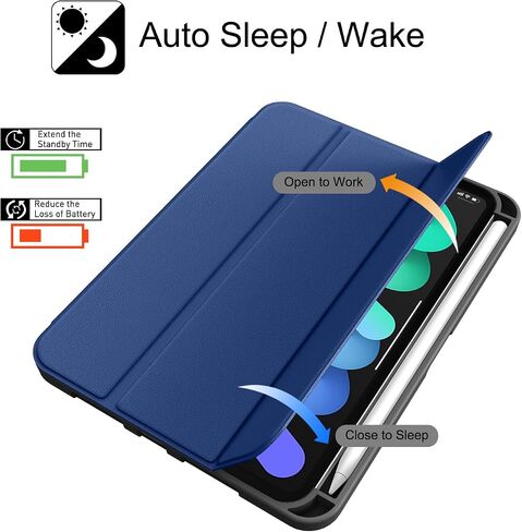 Soke iPad Mini 6 Case 2021 6th Generation with Pencil Holder-[Shockproof Protection + 2nd Gen Apple Pencil Charge + Auto Sleep/Wake], Soft TPU Back Cover for iPad Mini 6th Gen 8.3 inch (Black) in Saudi Arabia
