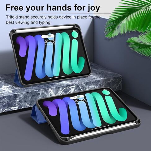 Soke iPad Mini 6 Case 2021 6th Generation with Pencil Holder-[Shockproof Protection + 2nd Gen Apple Pencil Charge + Auto Sleep/Wake], Soft TPU Back Cover for iPad Mini 6th Gen 8.3 inch (Black) in Saudi Arabia