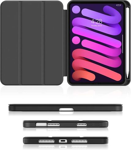 Soke iPad Mini 6 Case 2021 6th Generation with Pencil Holder-[Shockproof Protection + 2nd Gen Apple Pencil Charge + Auto Sleep/Wake], Soft TPU Back Cover for iPad Mini 6th Gen 8.3 inch (Black) in Saudi Arabia