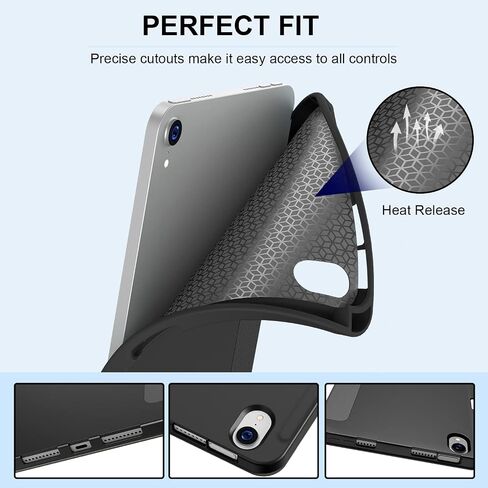 Soke iPad Mini 6 Case 2021 6th Generation with Pencil Holder-[Shockproof Protection + 2nd Gen Apple Pencil Charge + Auto Sleep/Wake], Soft TPU Back Cover for iPad Mini 6th Gen 8.3 inch (Black) in Saudi Arabia