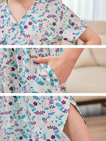 فستان GORLYA للفتيات متوسط ​​الطول بتصميم شيونغسام ملفوف صناعي أنيق ومتعرج ومقسم بجيوب 4-14 سنة in Kuwait