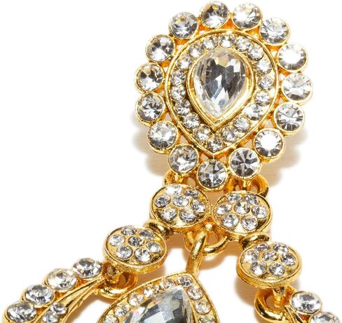 Golden Stone Large Size Indian Earrings & HeadPiece Maang Tikka For Women in Saudi Arabia