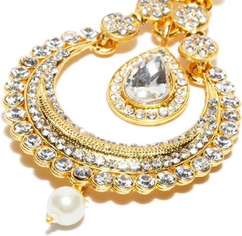 Golden Stone Large Size Indian Earrings & HeadPiece Maang Tikka For Women in Saudi Arabia