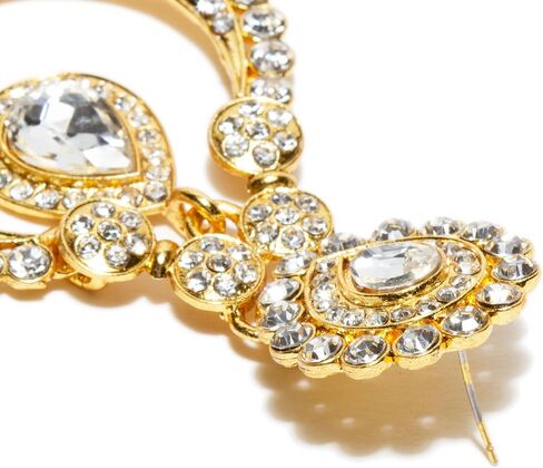 Golden Stone Large Size Indian Earrings & HeadPiece Maang Tikka For Women in Saudi Arabia