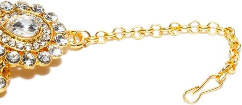 Golden Stone Large Size Indian Earrings & HeadPiece Maang Tikka For Women in Saudi Arabia