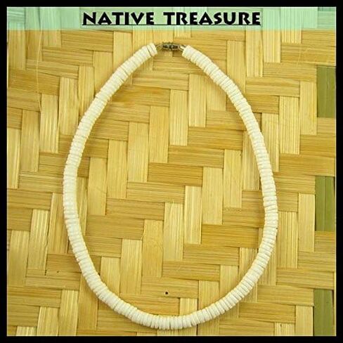 Mens and Womens Summer Beach Surfer Necklace From the Philippines, Extra Wide White Clam Heishe Ark Shells in Saudi Arabia
