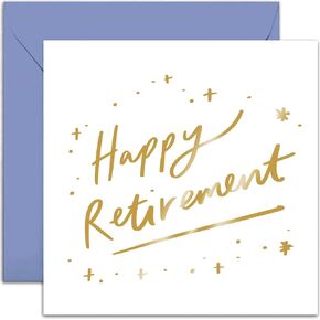 Old English Co. Happy Retirement Greeting Card for Him or Her - Gold Foil Leaving for New Job Card for Men or Women - Good Luck to Colleague or Co Worker - Farewell Card | Blank Inside with Envelope